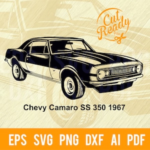 Chevy Camaro SS 350 1967 SVG / Auto d'epoca in formato SVG/Cut Ready Clip Art Grafica/Download digitale/File CNC Vinile in formato SVG, DXF, PNG
