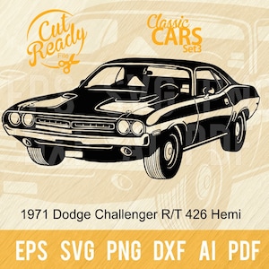 Muscle car 426 Hemi SVG / Classic Cars SVG Muscle Cars Cut Ready Clip Art / Download digitale/File CNC Vinile SVG, DXF, PNG
