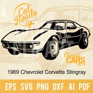 1969 Chevrolet Corvette Stingray svg | Classic Car SVG | Muscle Car Cut Files | CNC Files Vinyl Sign Design|svg, eps, dxf, png