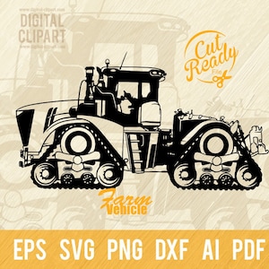 Crawler tractor Farm Tractor SVG Vehicle SVG Vector File, Cut Stencil, Laser Cut, SVG for Cricut, clipart, png Cut file, iron on, vector