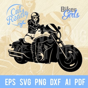 Biker Girl SVG, Moto Donna SVG, Donna Biker Svg, Donna Moto, Lady Motorycle SVG Silhouette Cut Files, SVG / cnc Cut File
