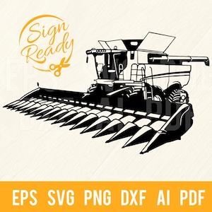 Harvester SVG - Fichier vectoriel SVG de véhicule agricole, pochoir coupé, découpe laser, SVG pour Cricut, clipart, fichier png Cut, fer sur, vecteur