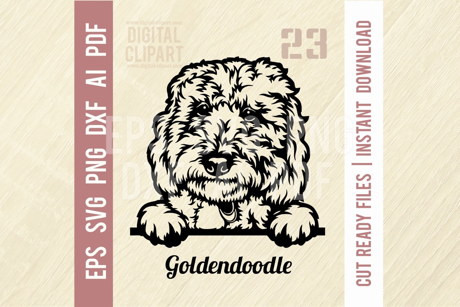 Goldendoodle SVG Peeking Dog, Vector File, Cut Stencil, Laser Cut Dxf ...