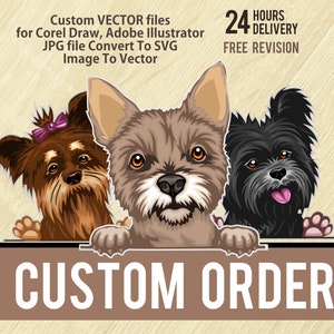Custom Pet Portrait, SVG Vector Pet Painting, Vector Color Illustration from Photo, Pet memorial gif, Pet gifts EPS, SVG, dxf, ai, png, jpg