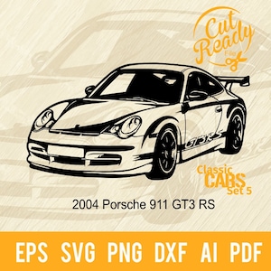 スポーツカー SVG、スーパーカー 911 GT3 SVG カット ファイル | クラシックカー svg | カット可能なクリップ アート グラフィック | デジタル ダウンロード | CNC ファイル ビニール svg、dxf、png