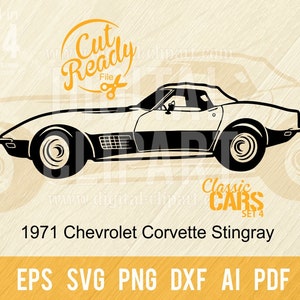 1971 Chevrolet Corvette Stingray svg | Classic Car SVG | Muscle Car Cut Files | CNC Files Vinyl Sign Design|svg, eps, dxf, png