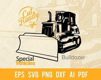 Bulldozer SVG Heavy Vehicle - Heavy Machinery, Logging and Construction Machinery Stencil Cut File | - Cricut file svg, eps, png, DXF, PDF