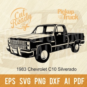 1983 Chevrolet C10 Silverado Pickup Truck svg Classic Cars SVG | Pickup Truck Cut Files | CNC Files Vinyl Sign Design|svg, eps, dxf, png