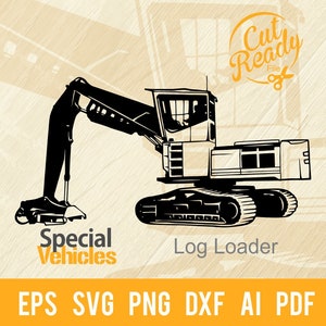 Log Lader svg Fahrzeug - schwere Maschinen, Holzeinschlag und Baumaschinen Schablone geschnitten Datei | - Cricut-Datei svg, eps, PNG, DXF, PDF