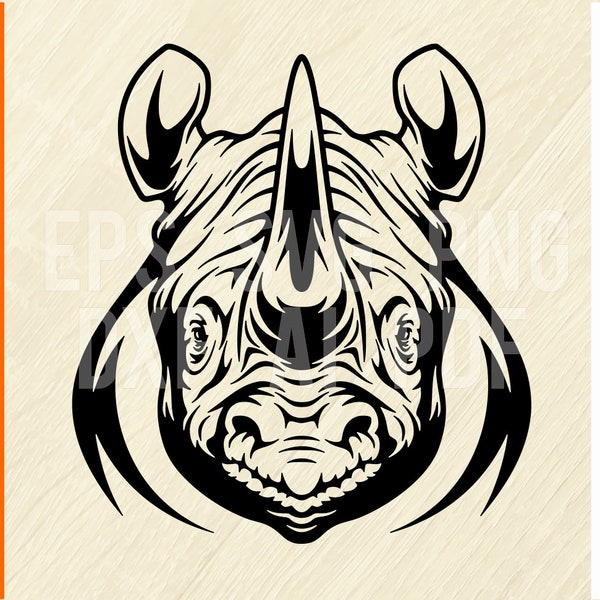 Rhino Rhinoceros Logo - Animal Heads, Wildlife Stencils - SVG, SVG for Cricut, clipart, png Cut file, iron on, vector