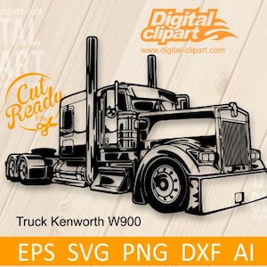 Semi-camion Kenworth W900 SVG, svg de camion américain - fichiers de coupe | -Fichier Cricut eps, png, DXF, PDF