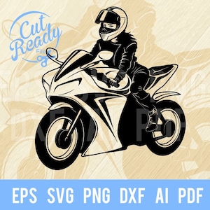 Biker Girl SVG, Moto Donna SVG, Donna Biker Svg, Donna Moto, Lady Motorycle SVG Silhouette Cut Files, SVG / cnc Cut File