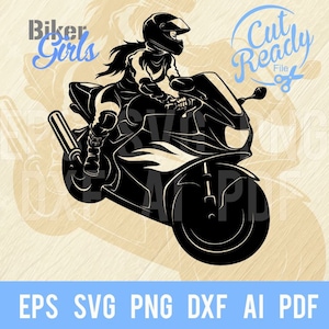 Biker Girl SVG, Moto Donna SVG, Donna Biker Svg, Donna Moto, Lady Motorycle SVG Silhouette Cut Files, SVG / cnc Cut File