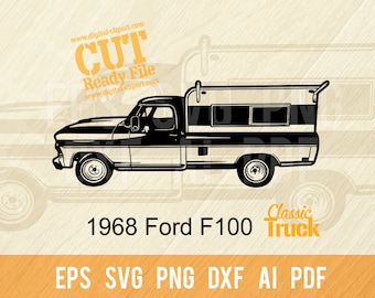 1968 Ford F100 SVG Vector Clipart / Cut Ready Clip Art Graphics / Descarga digital / Archivos CNC Diseño de letrero de vinilo/svg, eps, dxf, png