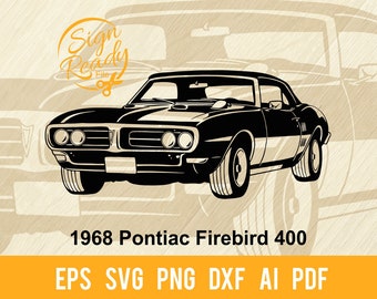 1968 Pontiac Firebird 400 SVG | Classic Cars SVG | Cut Ready Clip Art Graphics|Digital Download|CNC Files Vinyl Sign Design|svg, e dxf, png