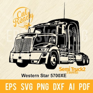 Caminhão Semi Western Star 5700XE SVG, Caminhão Americano svg - Arquivos de Corte | - Arquivo Cricut eps, png, DXF, PDF