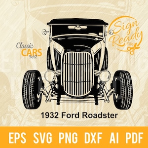 1932 Ford Roadster SVG | Classic Cars svg| Cut Ready Clip Art Graphics|Digital Download|CNC Files Vinyl svg, dxf, png
