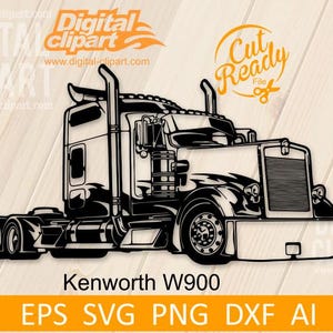 Semi-camion Kenworth W900 SVG, svg de camion américain - fichiers de coupe | -Fichier Cricut eps, png, DXF, PDF