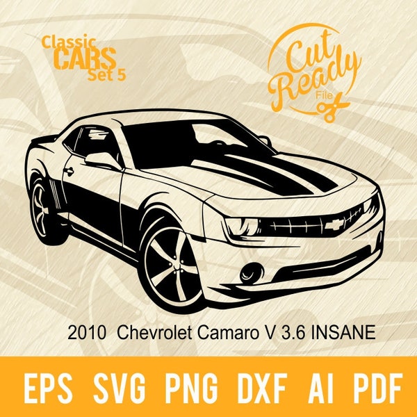 2010 Chevrolet Camaro V 3.6 INSANE SVG | Classic Cars svg Muscle Cars Cut Ready Clip Art | Digital Download|CNC Files Vinyl svg, dxf, png