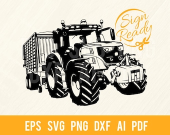 Farm Tractor SVG - Farm Vehicle SVG Vector File, Cut Stencil, Laser Cut, SVG for Cricut, clipart, png Cut file, iron on, vector