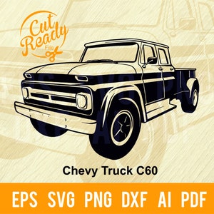 Chevy Truck C60 SVG / Auto d'epoca in formato SVG/Cut Ready Clip Art Grafica/Download digitale/File CNC Vinile in formato SVG, DXF, PNG