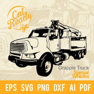 Grapple Truck svg Vehicle - Máquinas pesadas, máquinas madeireiras e de construção Arquivo de corte de estêncil | - Arquivo Cricut SVG, EPS, PNG, DXF, PDF