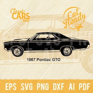 1967 Pontiac GTO SVG / Classic Cars SVG/Cut Ready Clip Art Graphics/Digital Download/CNC Files Vinile SVG, DXF, PNG