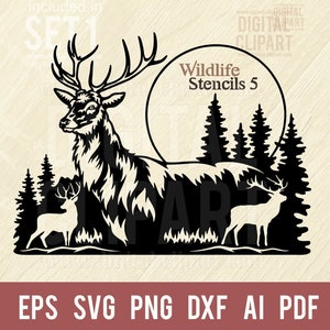 Deer SVG, Horned Deer svg, Pack Of Deer svg, Male Deer svg, Deer Hunting svg Cut SVG, clipart Plasma Cutting Cut file for Cricut png dxf
