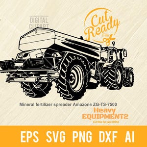 Spandiconcime minerale SVG trattore agricolo file vettoriale SVG, stencil tagliato, taglio laser, SVG per Cricut, clipart, file png tagliato, stirare, vettore