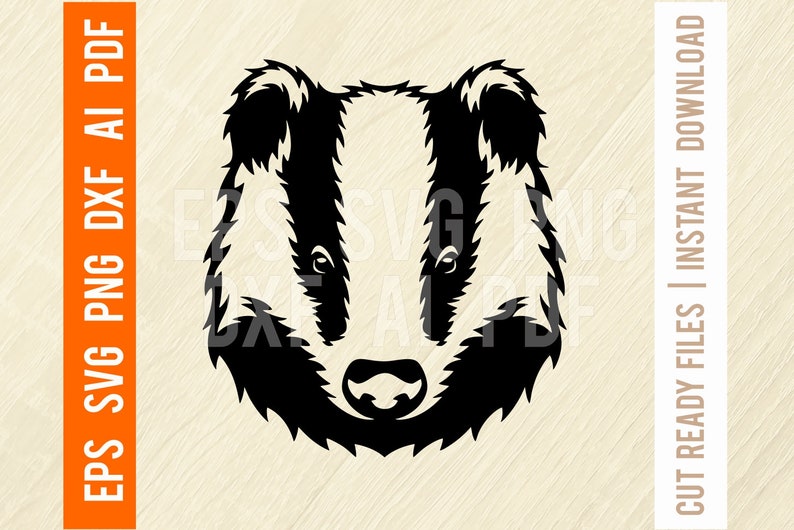 Badger - Head Animals, Wildlife Stencils - SVG, Head Silhouettes Dxf ...
