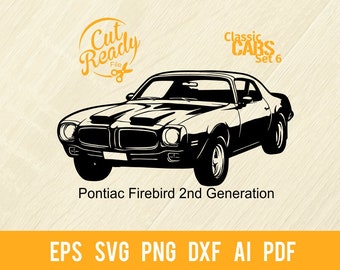 Pontiac Firebird 2 generation SVG | Classic Cars svg| Cut Ready Clip Art Graphics|Digital Download|CNC Files Vinyl svg, dxf, png