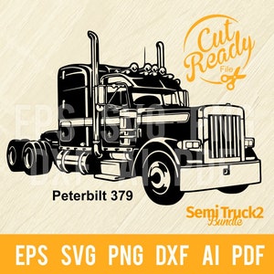 Autocarro Peterbilt 379 SVG, camion americano SVG - File di taglio / - File Cricut EPS, PNG, DXF, PDF