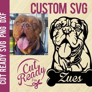 Custom Pet Portrait, Custom SVG Vector Pet - SVG from Photo, Pet memorial gif, for Circut, CNC Silhouette