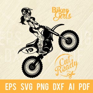 Motocross SVG, Ragazza e Moto, Sport estremo, Enduro SVG, File di taglio Freestyle Silhouette File di taglio, file di taglio svg / cnc