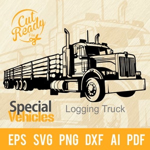 Camion forestier svg véhicule - machinerie lourde, engins forestiers et engins de construction fichier de coupe au pochoir | -Fichier Cricut svg, eps, PNG, DXF, PDF