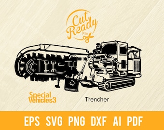 Trencher - Equipment - Special Vehicles, Construction Machinery - Special Equipment Stencil Cut File | - Cricut file svg, eps, PNG, DXF