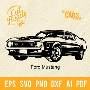 Ford Mustang SVG / Classic Cars SVG Muscle Cars Cut Ready Clip Art / Digital Download/CNC Files Vinile SVG, DXF, PNG