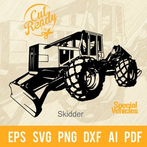 Véhicule Skidder svg - Machines lourdes, machines forestières et de construction Fichier de coupe au pochoir | - Fichier Cricut svg, eps, PNG, DXF, PDF