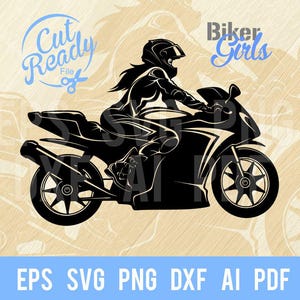 Biker Girl SVG, Moto Donna SVG, Donna Biker Svg, Donna Moto, Lady Motorycle SVG Silhouette Cut Files, SVG / cnc Cut File