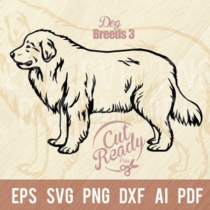 Grandes Pyrénées Svg, race de chien, chien drôle - chien de compagnie de vecteur, pochoir Silhouette de chien, fichier coupe SVG, Svg Eps Png Dxf Inkscape, illustrateur