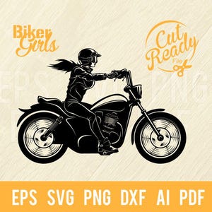 Biker Girl SVG, Moto Donna SVG, Donna Biker Svg, Donna Moto, Lady Motorycle SVG Silhouette Cut Files, SVG / cnc Cut File