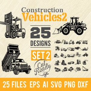 Construction Vehicles Set SVG - Special Equipment Bundle, Special Vehicles dxf, SVG for Cricut, clipart, png Cut file, iron on, vector