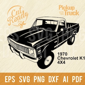 1970 Chevrolet K10 4X4 SVG | Classic Pickup Cars SVG | Pickup Truck Cut Files | CNC Files Vinyl Sign Design|svg, eps, dxf, png