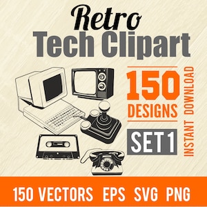 Retro Tech Clipart EPS/SVG/PNG