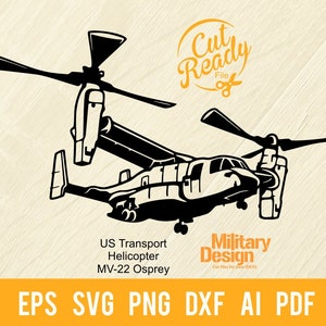 US Helicopter MV-22 Military Design Army Vehicle SVG Vector Clipart | Military Vehicles Cut Ready Clip Art - Cricut file eps, png, dxf, pdf