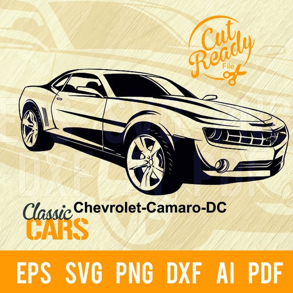 Chevrolet Camaro DC SVG cut file | Classic Cars svg| Cut Ready Clip Art Graphics|Digital Download|CNC Files Vinyl svg, dxf, png