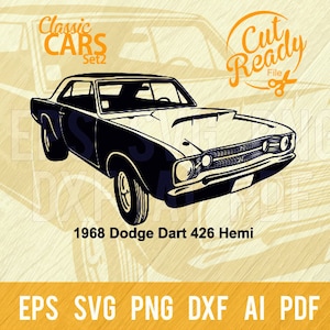 Muscle car Dart 426 Hemi SVG / Classic Cars SVG/Cut Ready Clip Art Graphics/Digital Download/CNC Files Vinile SVG, DXF, PNG