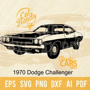Muscle Car SVG Challenger SVG / Classic Cars SVG Muscle Cars Cut Ready Clip Art / Digital Download/CNC Files Vinile SVG, DXF, PNG