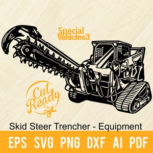 Skid Steer Trencher SVG: Cut-Ready Vector Clipart (Digital Files)