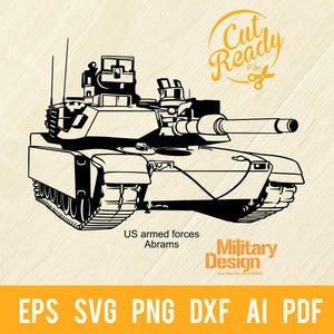 US Tank M1 Abrams - Military Design Army Vehicle SVG Vector Clipart Military Vehicles Cut Ready Clip Art Cricut file eps, png, dxf, pdf